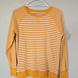 Eddie Bauer | Yellow Stripe Legend Wash Long Sleeve Tee Size Medium